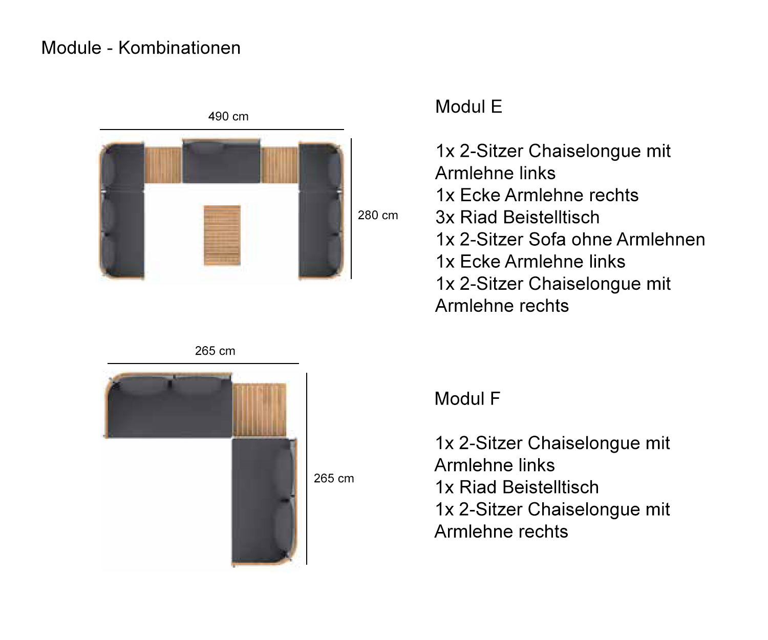 Modulecombinaties van de Oasiq Riad tuinbank