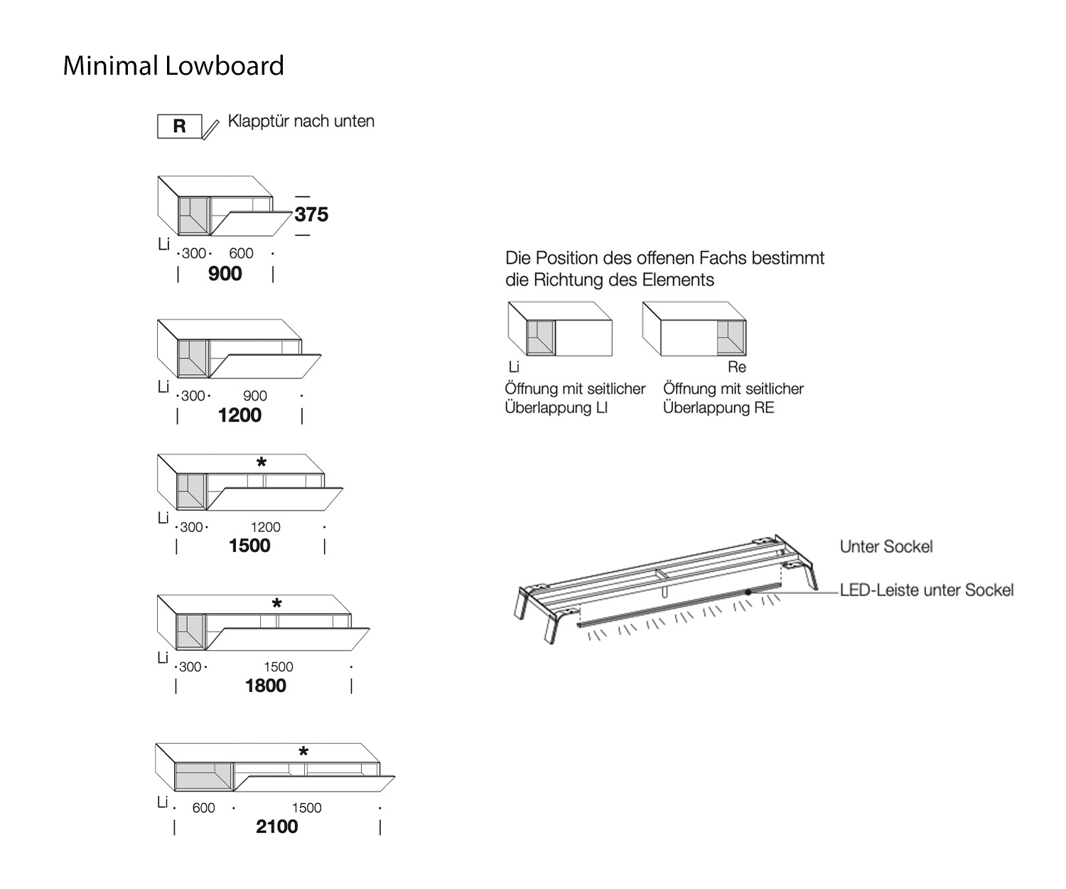 Livitalia Ontwerp Lowboard Minimal Schets Afmetingen Maten