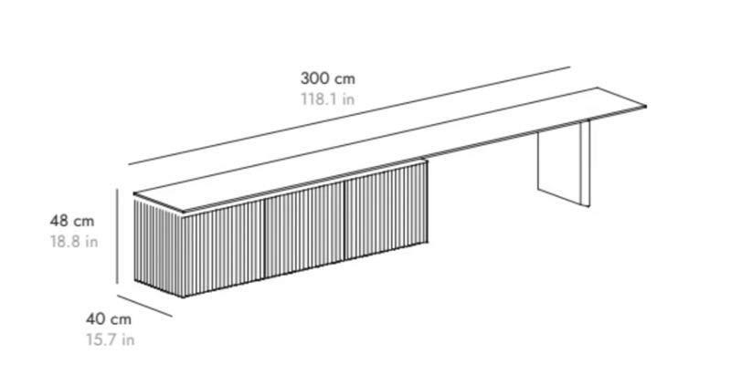 B 300 cm 3 deuren onder bank