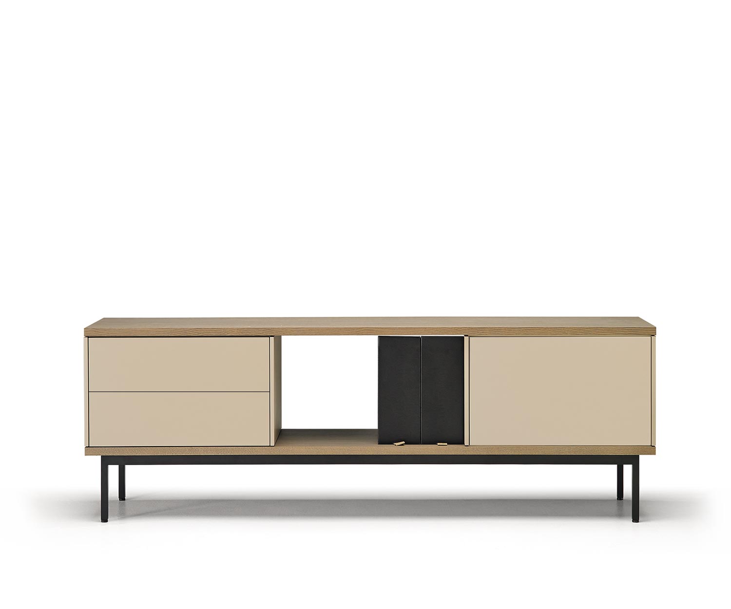 Exclusieve Punt Design buffetkast Latten laden open deur in beige eik