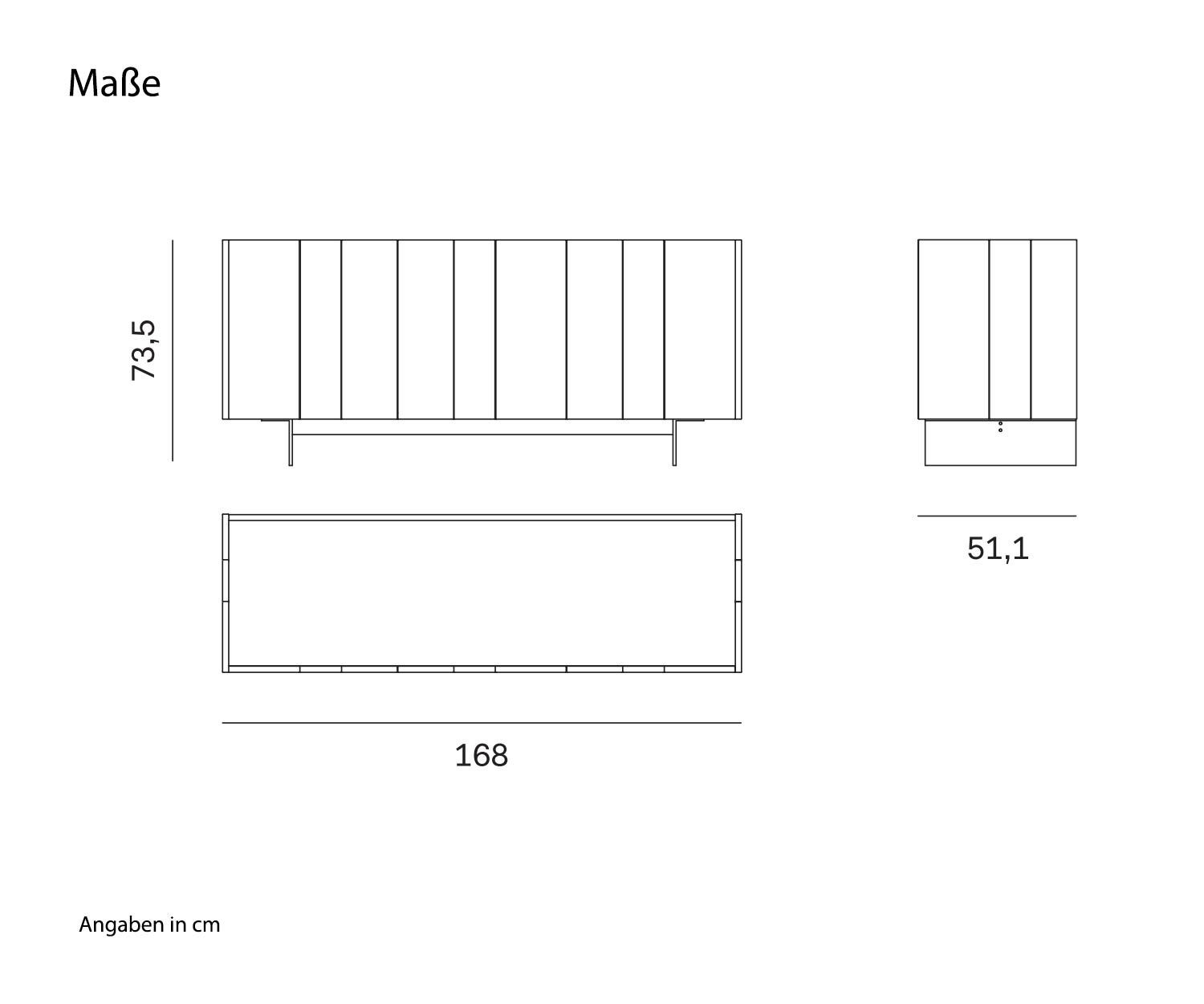 Novamobili Design Dressoir Stripe 3 Schets Afmetingen