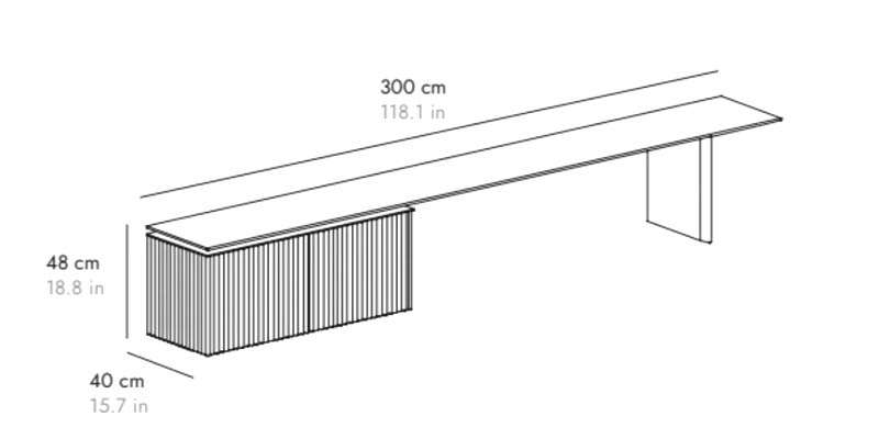 B 300 cm 2 deuren onder bank