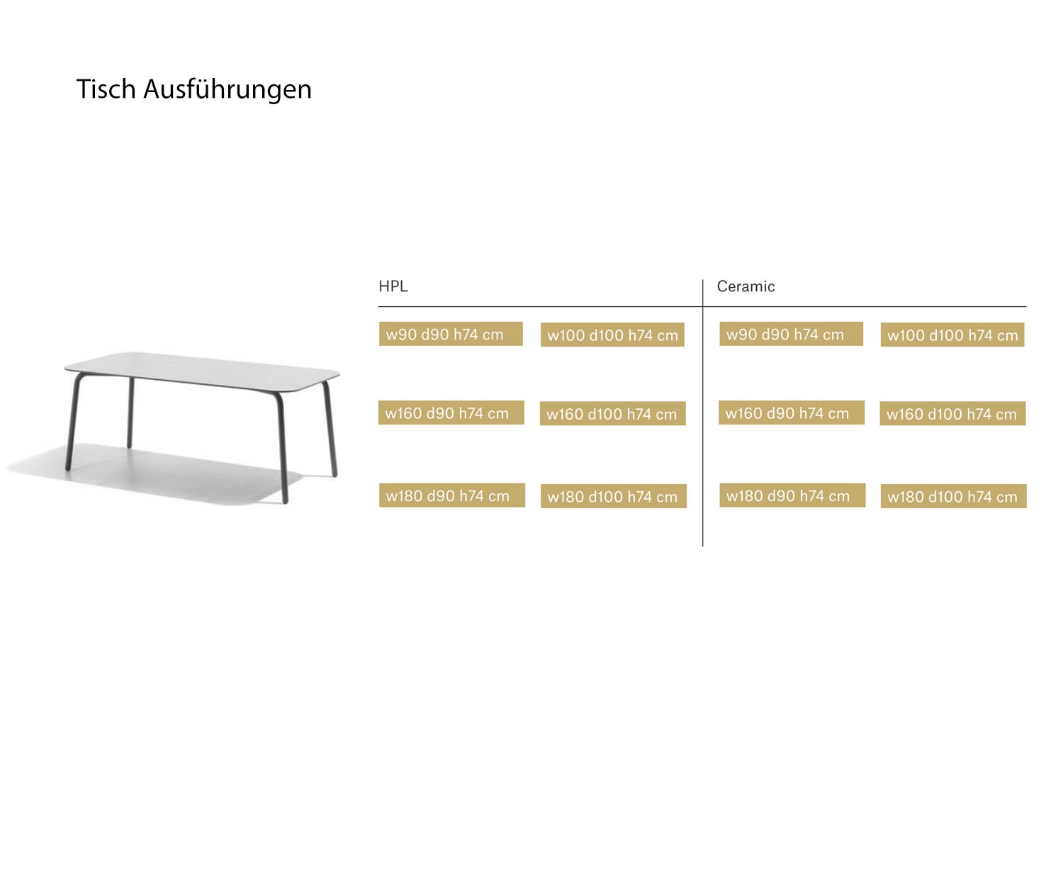 Design tuintafel in wit donkergrijs antraciet Maten Afmetingen