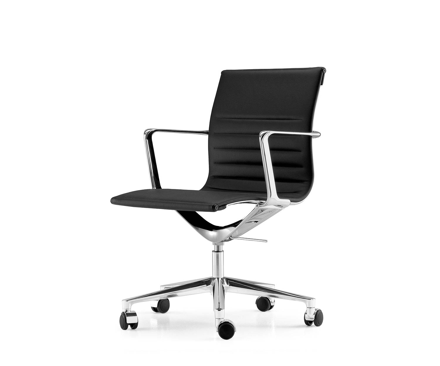 ICF Una Chair Managment bureaustoel design bureaustoel 5 arm met wielen H42 cm met leer leer zwart 901