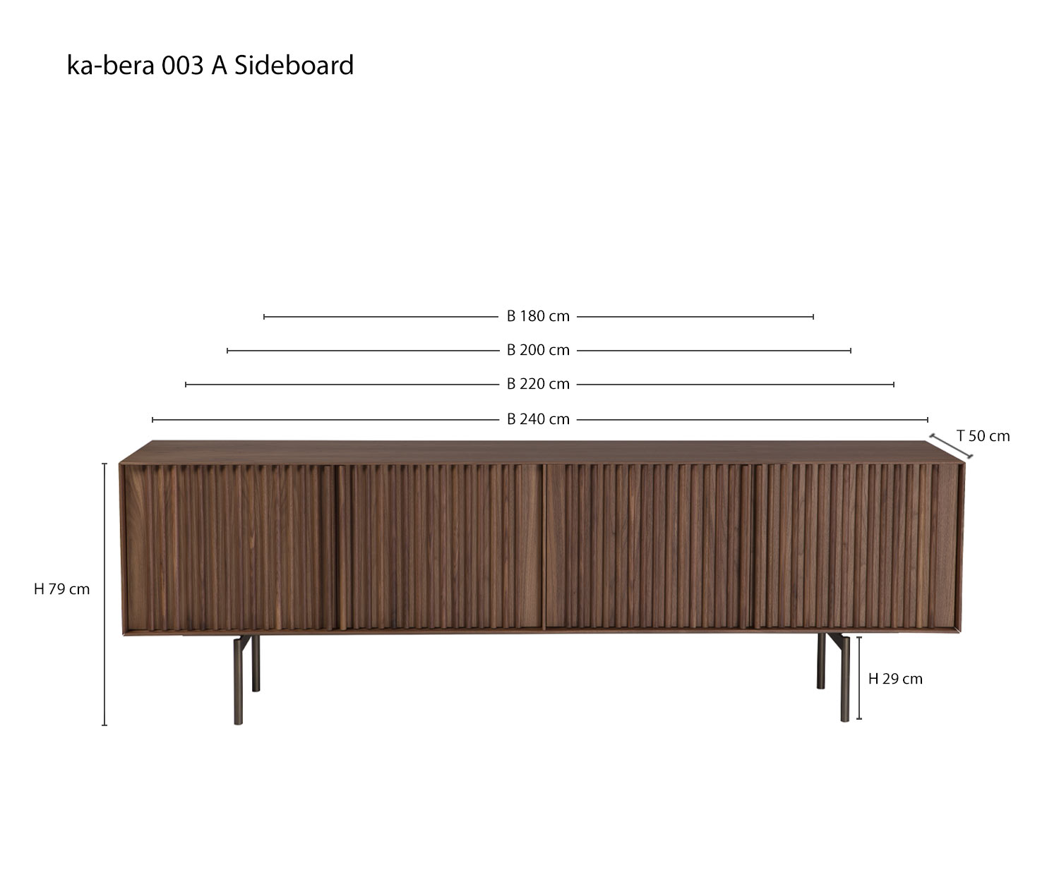 Designer buffet ka bera 003 A van al2 Schets Afmetingen Maten