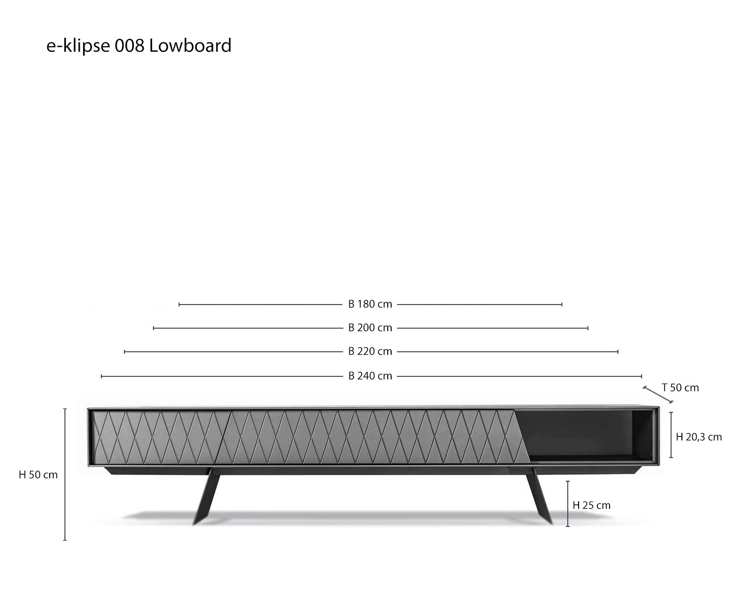 Design lowboard e klipse 008 van al2 Schets Afmetingen Maten Specificaties Varianten