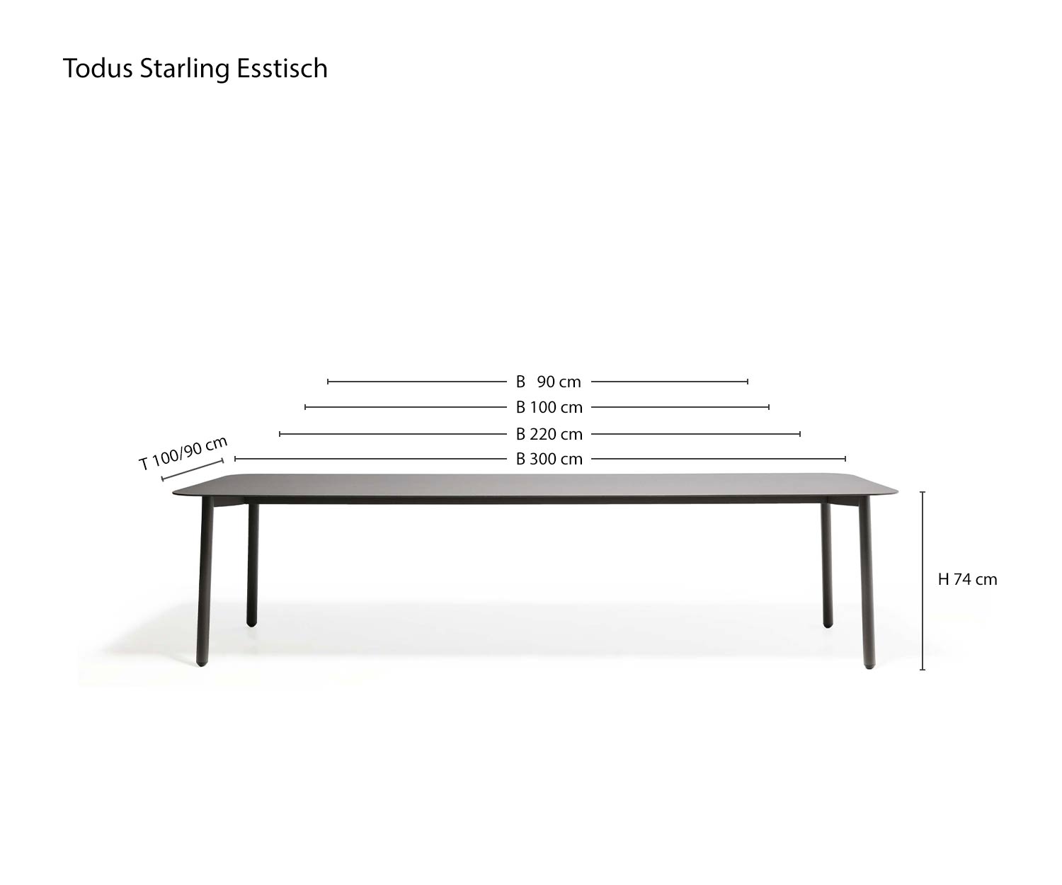 Maten Starling Design eettafel voor in de tuin