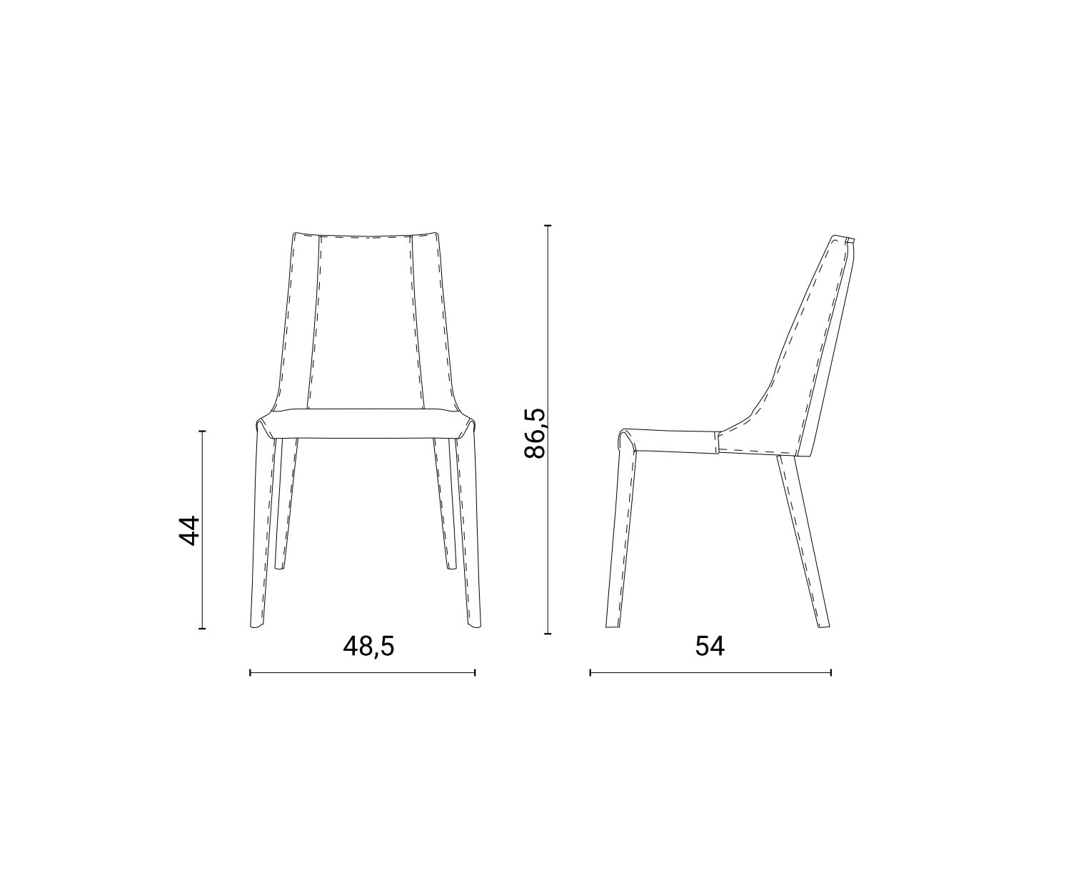 Hoogwaardige design eetkamerstoel leer Afmetingen Schets Maten