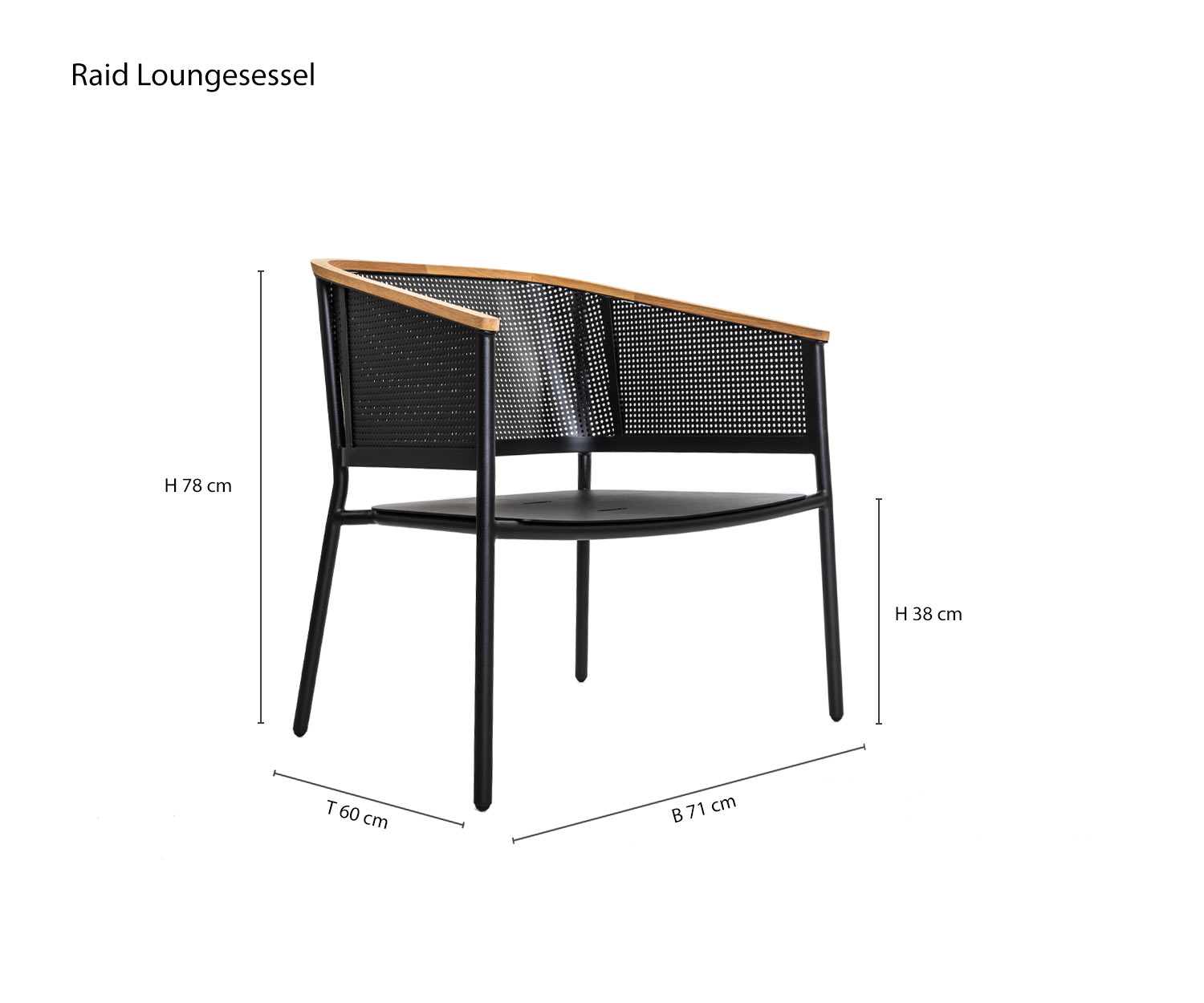 Oasiq Riad tuinstoel schets afmetingen maten maten