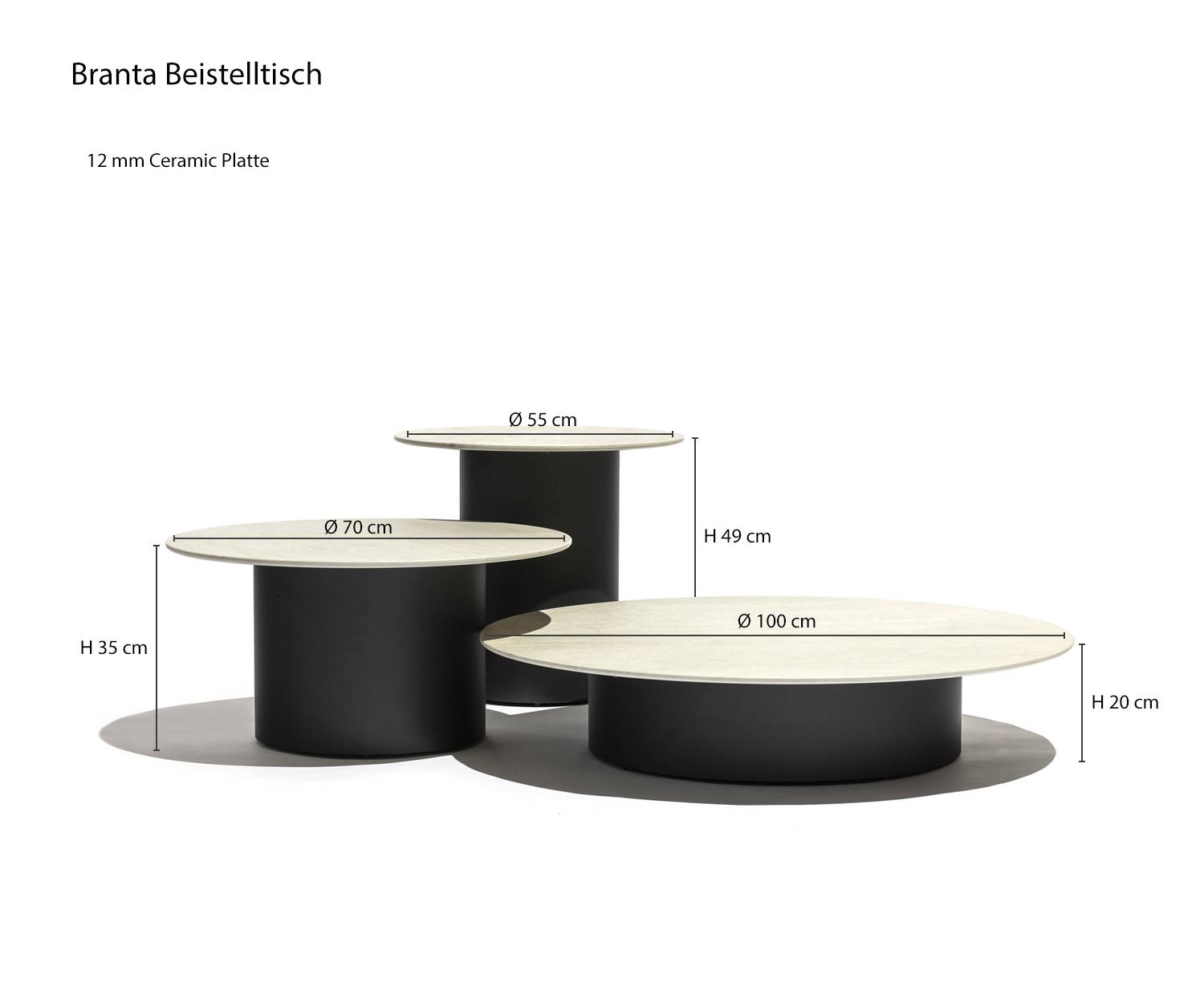 Designer bijzettafel Branta Sketch Maten Afmetingen