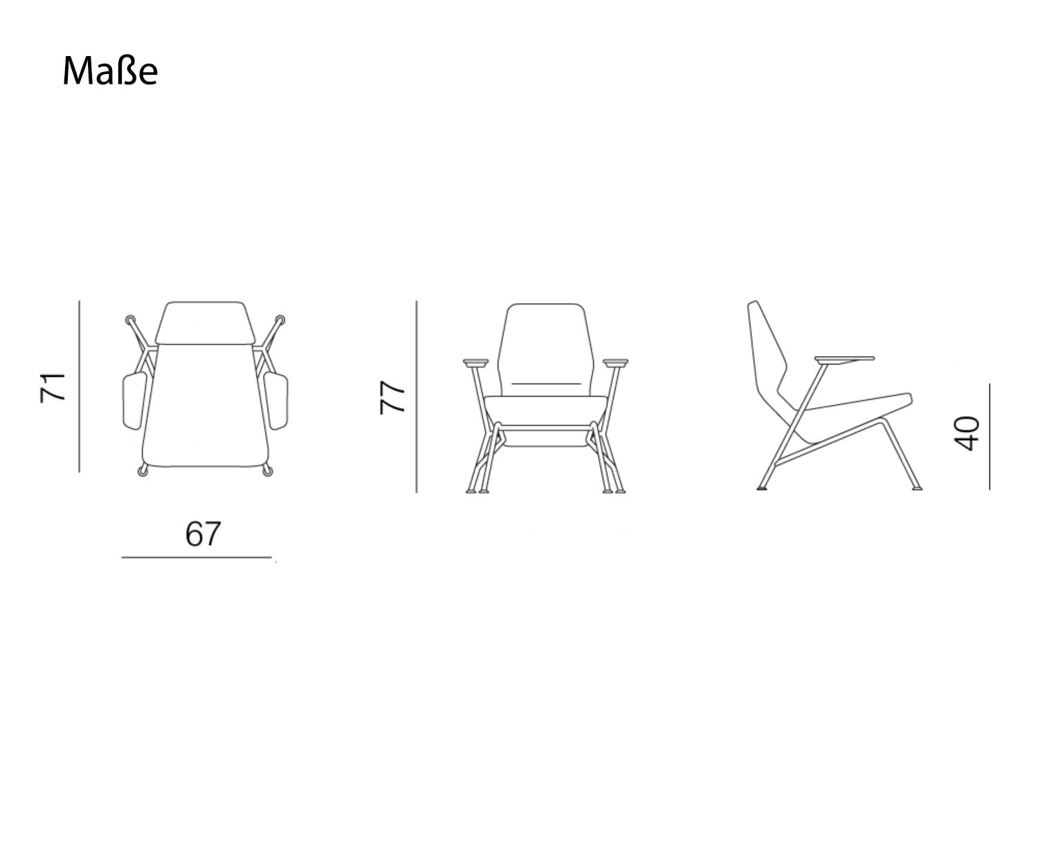 Prostoria Fauteuil Oblique Schets Afmetingen Maten