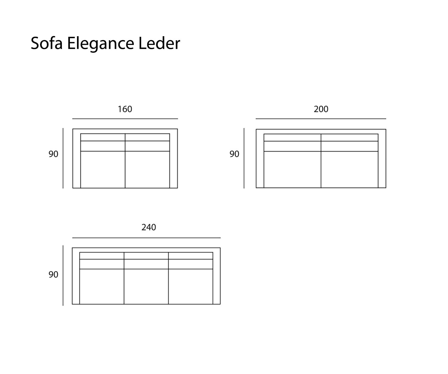 Prostoria Leder Design Sofa Elegance Schets Afmetingen Maten