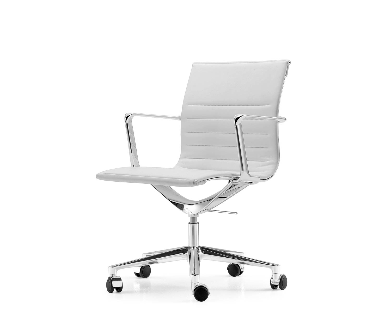 ICF Una Chair Managment bureaustoel design bureaustoel 5 arm met wielen H42 cm met leer leer wit 915